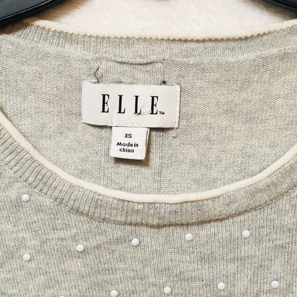 Elle Gray and White Dotted Long Sleeve Sweater Size XZ - Picture 3 of 6